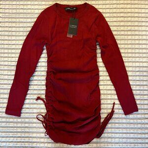 Lioness Red Knit Bodycon Dress NWT Long Sleeve Ties Size M